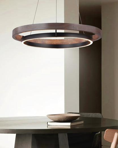 Contemporary Double Ring LED Pendant Adjustable Light Fixture