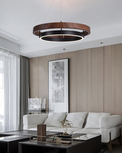 Contemporary Double Ring LED Pendant Adjustable Light Fixture