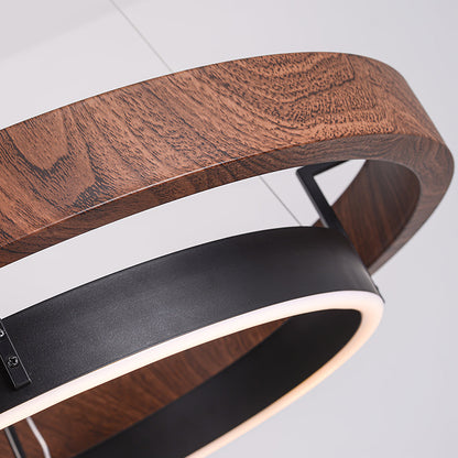 Contemporary Double Ring LED Pendant Adjustable Light Fixture