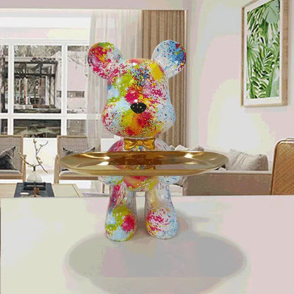 Colorful Bear Key Holder Figurine