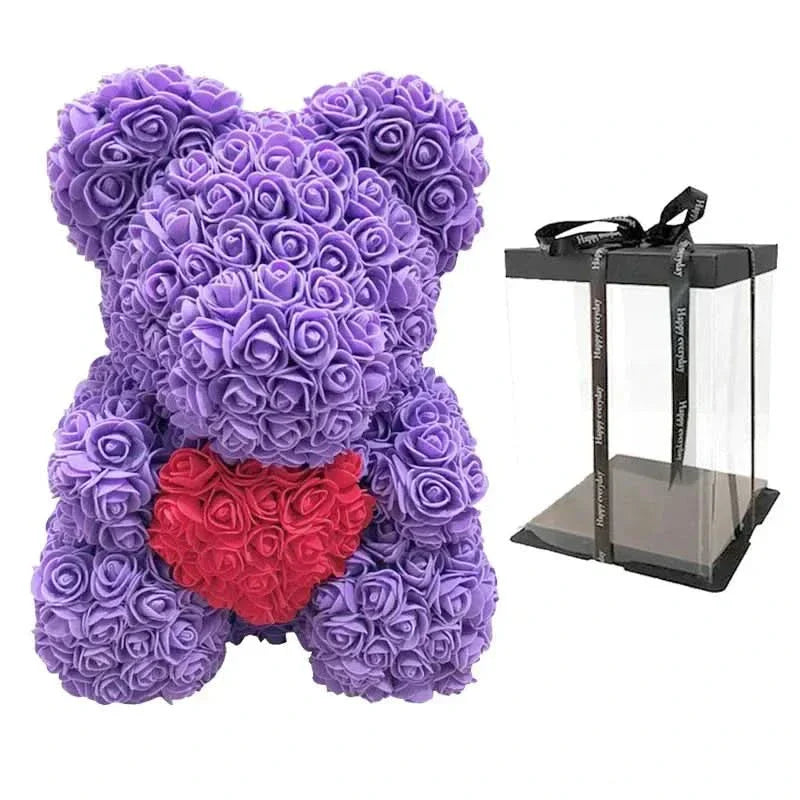 Soft Pink Teddy with Artificial Flower Decoration 40cm