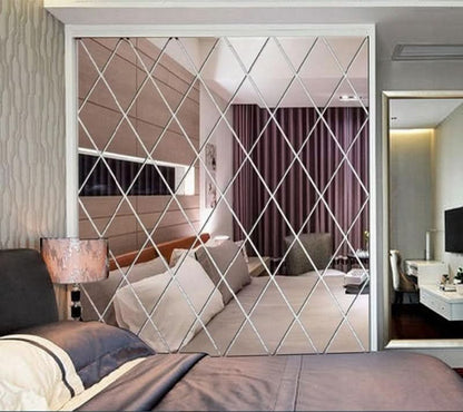 Stylish 3D Wall Mirror Triangle Decor - Fesara