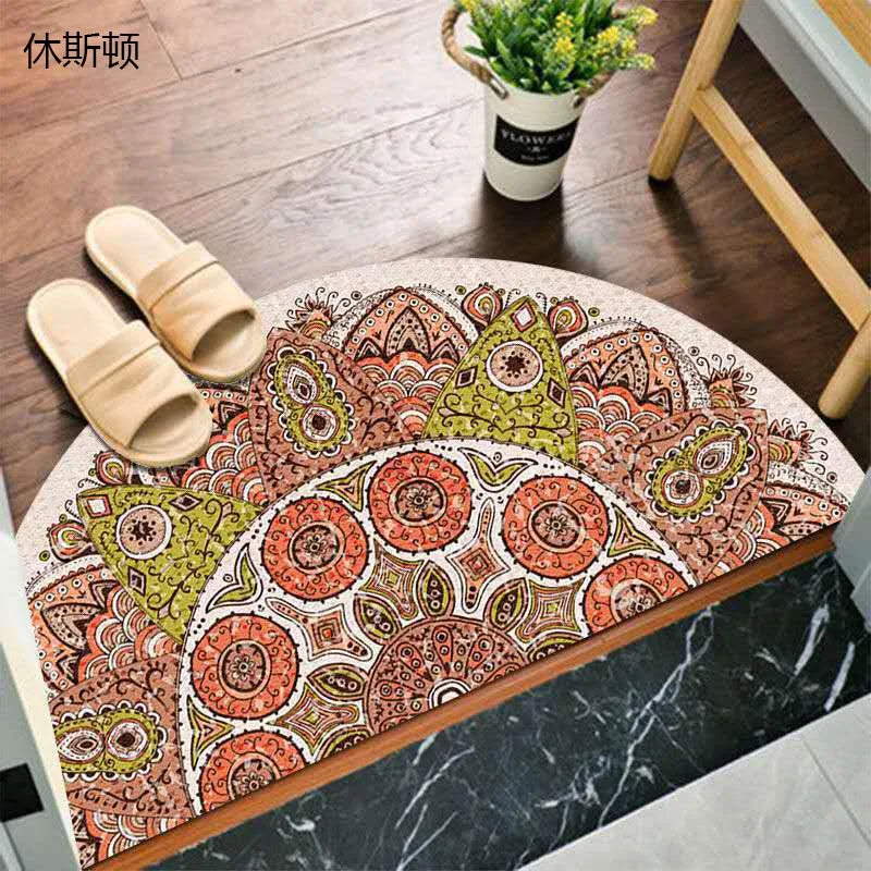 Rustic Non Slip Half Circle Door Mat
