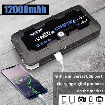 Compact 12V Car Battery Jump Starter with USB Charger