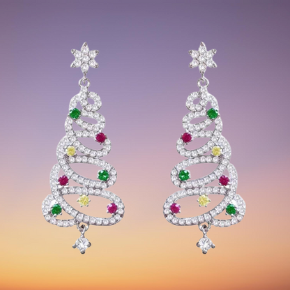 Small Pretty Xmas Tree Stud Earrings