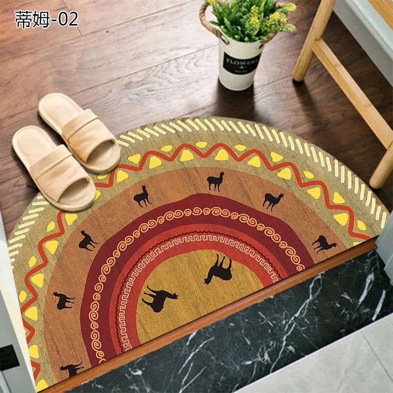 Rustic Non Slip Half Circle Door Mat