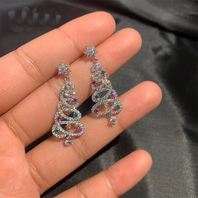 Small Pretty Xmas Tree Stud Earrings - Fesara