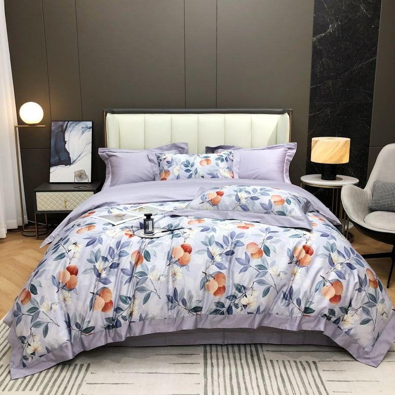 Soft Purple Cotton Bed Sheet Set - Fesara