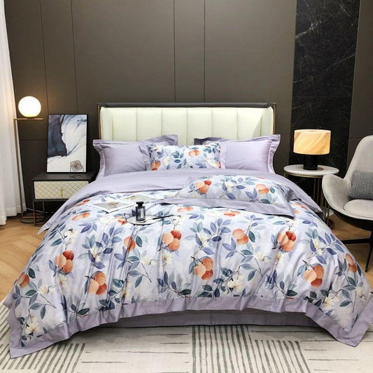 Soft Purple Cotton Bed Sheet Set - Fesara