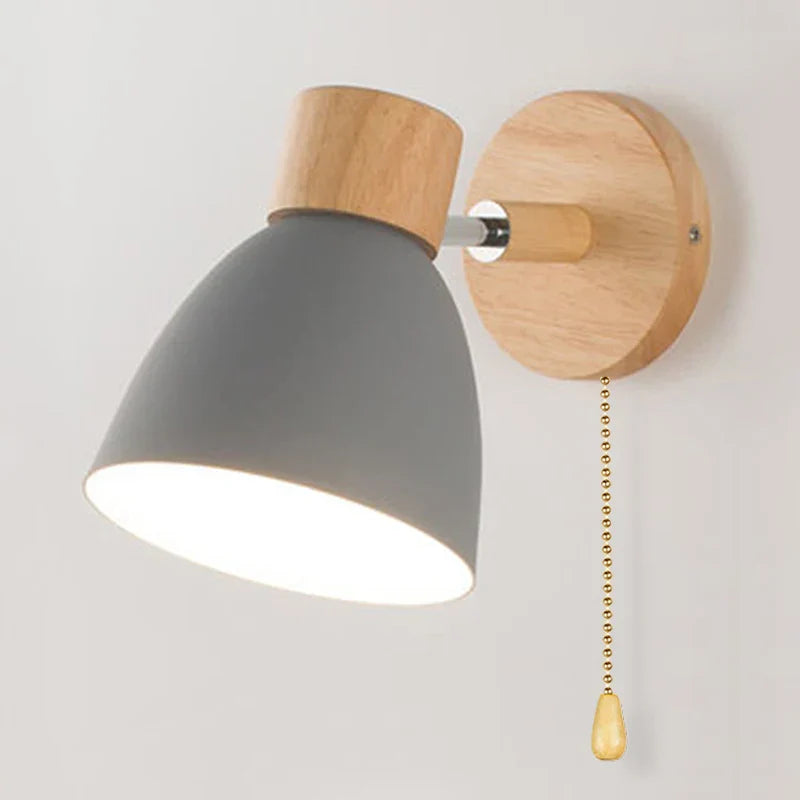 Modern Wooden Swing Arm Wall Lamp