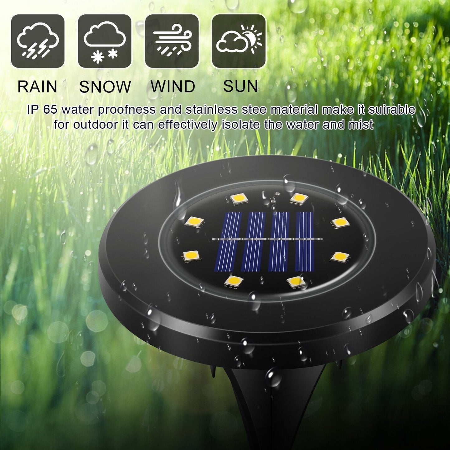 Outdoor Solar Powered Garden Lamp Set (Black)