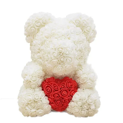 Soft Pink Teddy with Artificial Flower Decoration 40cm