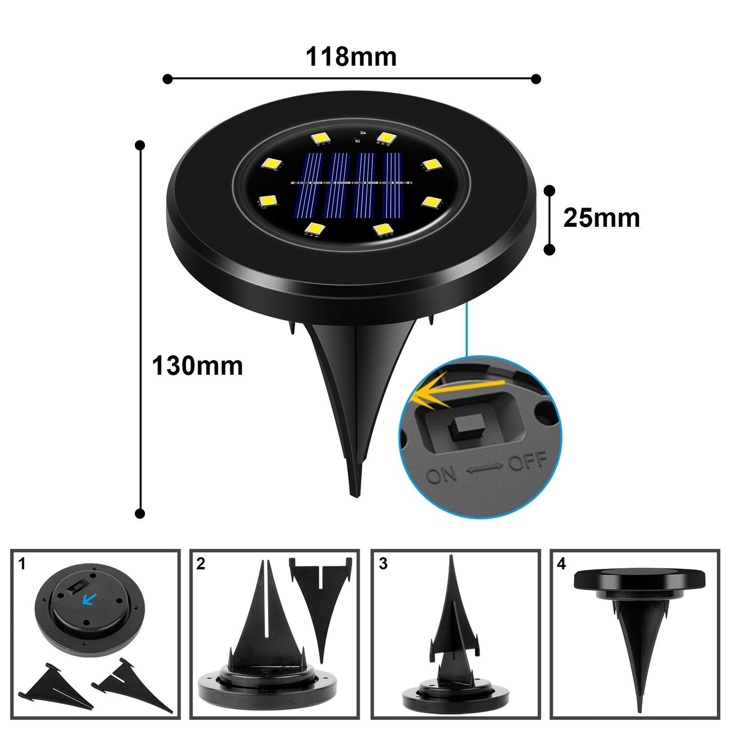 Outdoor Solar Powered Garden Lamp Set (Black)