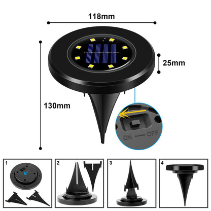 Outdoor Solar Powered Garden Lamp Set (Black)