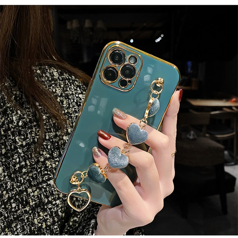 Luxury Gold Heart Phone Cover - Fesara