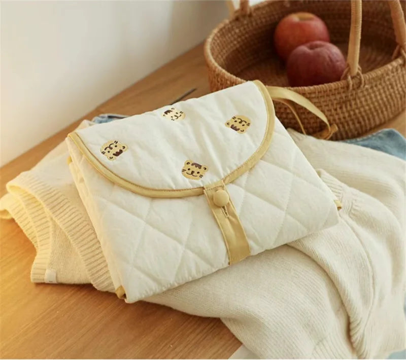 Portable Folding Baby Changing Pad with Cute Bear Design