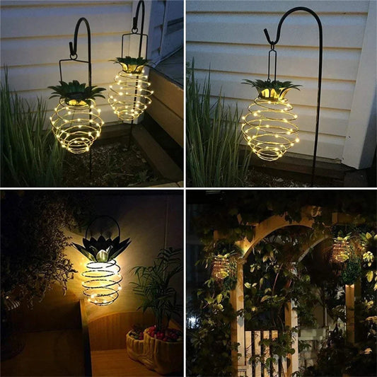 Outdoor Solar Powered Pineapple Lamp with Timer - Fesara