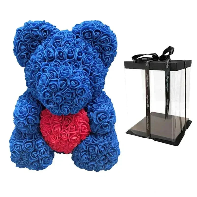 Soft Pink Teddy with Artificial Flower Decoration 40cm