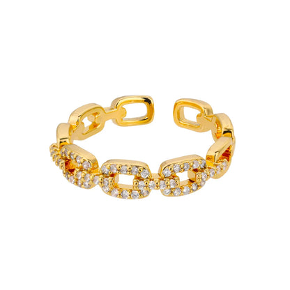Sparkling Diamond Link Adjustable Ring - Fesara