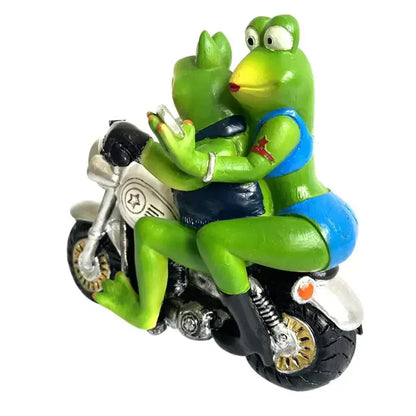 Fun Motorcycle Frog Decor Figurine