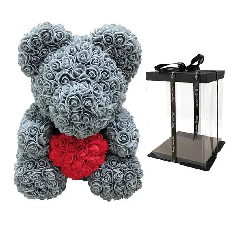 Soft Pink Teddy with Artificial Flower Decoration 40cm