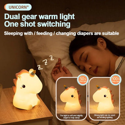Colorful Unicorn LED Nightlight Soft Silicone USB