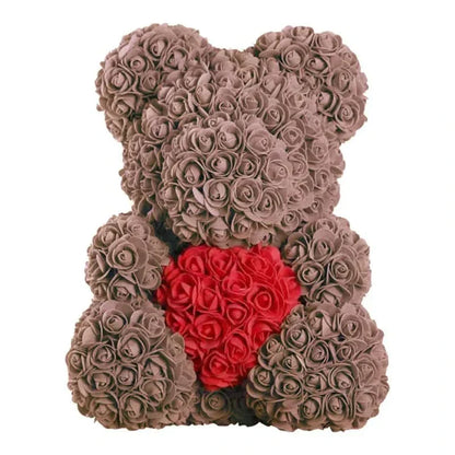 Soft Pink Teddy with Artificial Flower Decoration 40cm