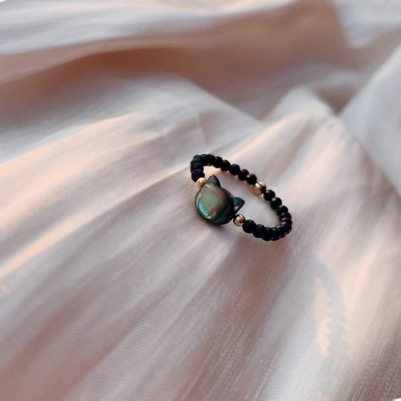 Lucky Charm Kitten Silver Ring