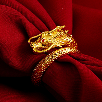 Edgy Black Adjustable Snake Ring