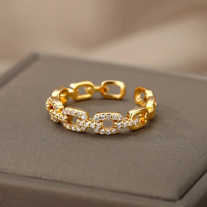 Sparkling Diamond Link Adjustable Ring