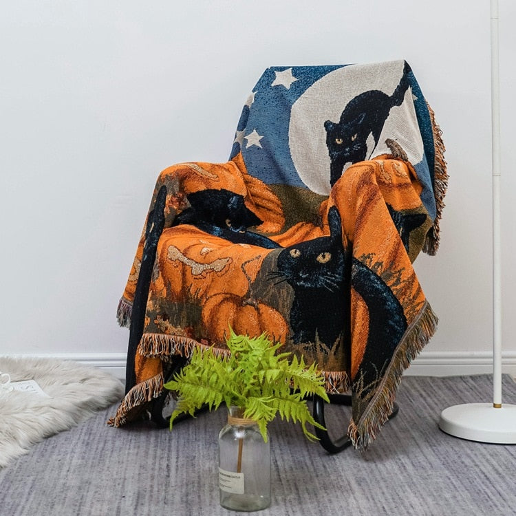 Rustic Fall Pumpkin Throw Blanket Cover
