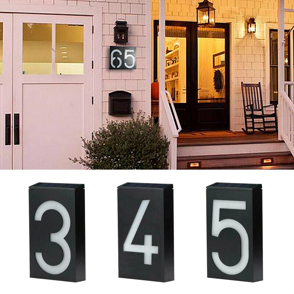 Solar Powered Illuminated House Number Sign