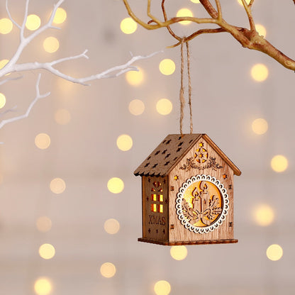Rustic Wood Hanging Home Decor Lantern Light