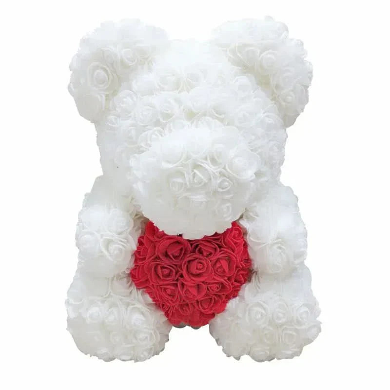 Soft Pink Teddy with Artificial Flower Decoration 40cm