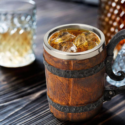 Vintage Style Wooden Metal Coffee Mug