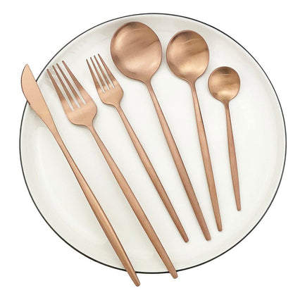 Simple 36-Piece Stainless Steel Flatware Set with Matte Finish