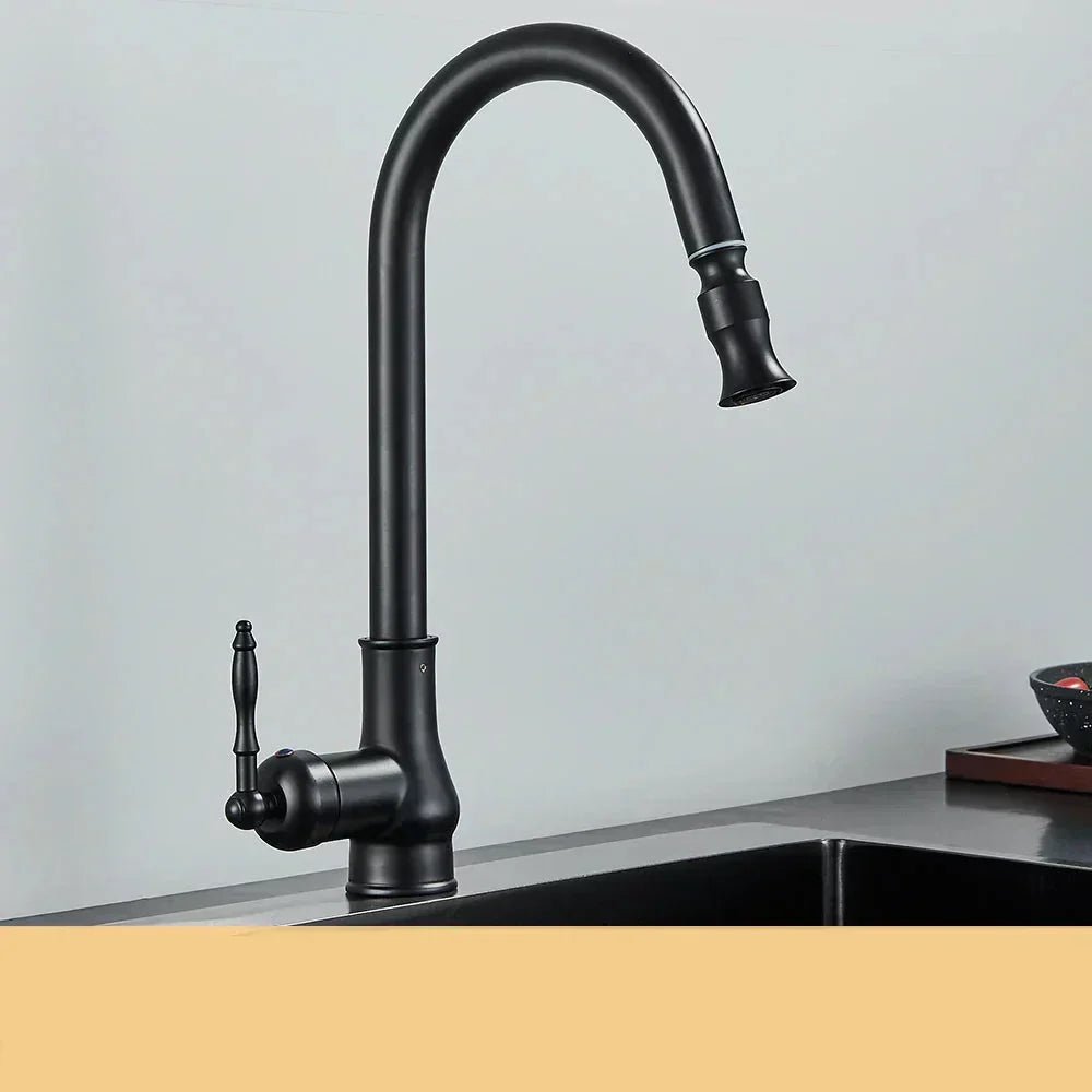 Classic Brass Kitchen Faucet - Traditional Mixer Tap with Swivel Spout