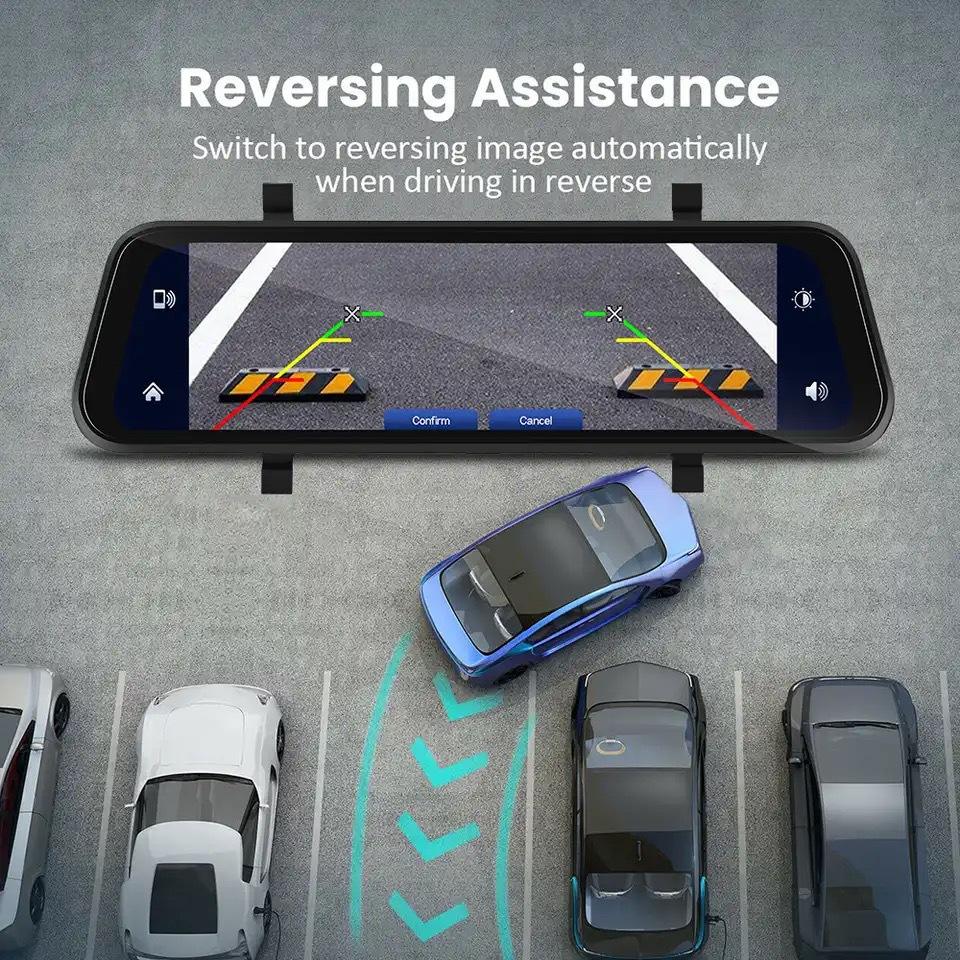 Advanced HD Car Mirror Dash Camera with Wi-Fi Connectivity