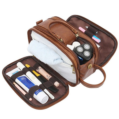 Waterproof Travel Makeup Case Leather Cosmetic Bag