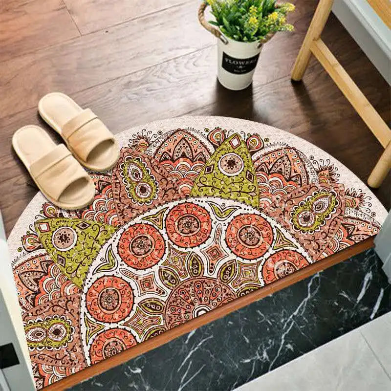 Rustic Non Slip Half Circle Door Mat