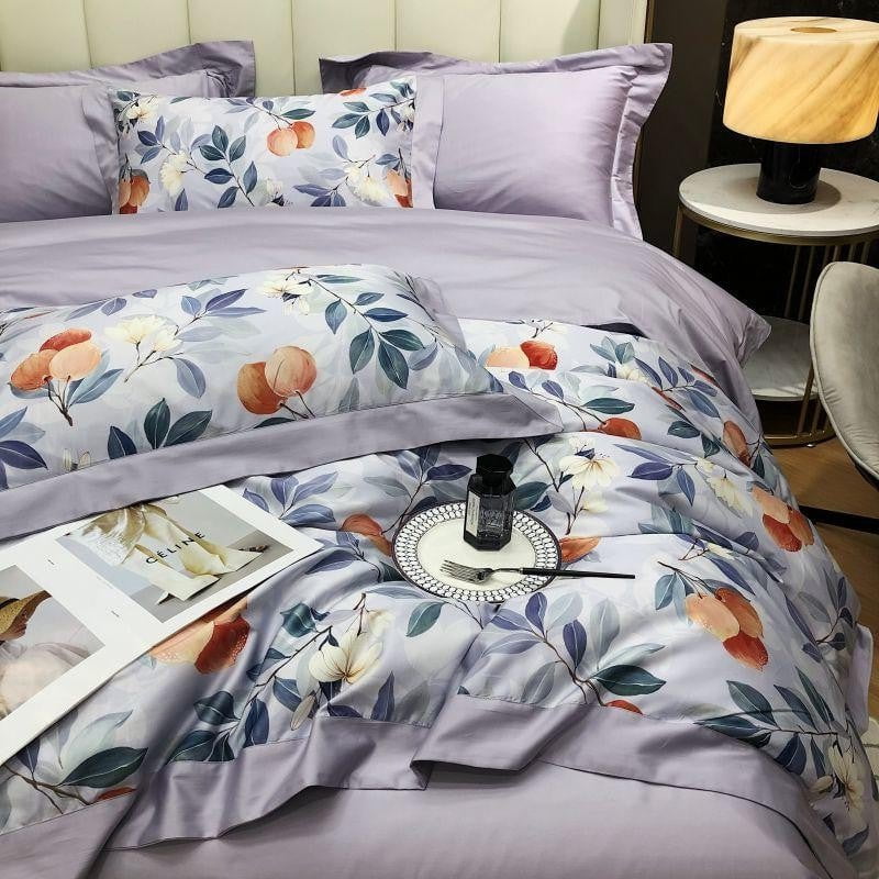 Soft Purple Cotton Bed Sheet Set