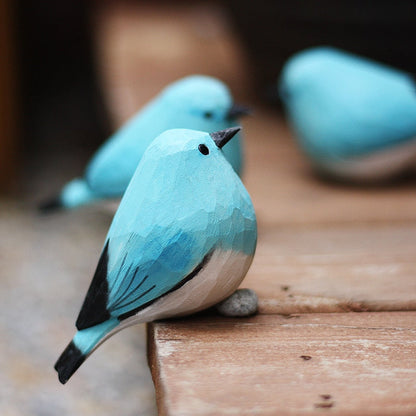 Rustic Wood Carved Bird Decorations