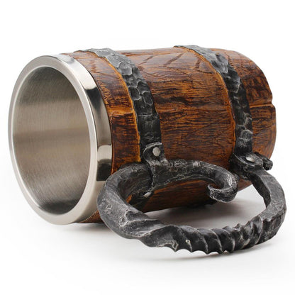 Vintage Style Wooden Metal Coffee Mug