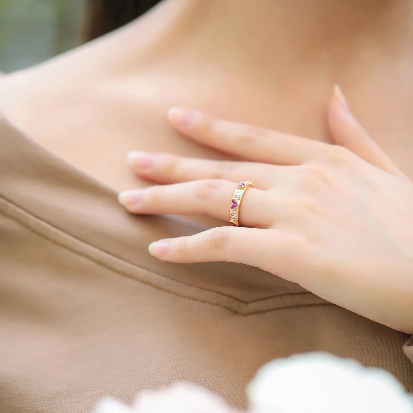 Elegant Heart Shaped Diamond Engagement Ring