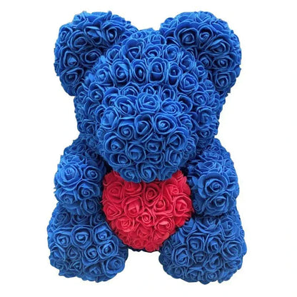 Soft Pink Teddy with Artificial Flower Decoration 40cm