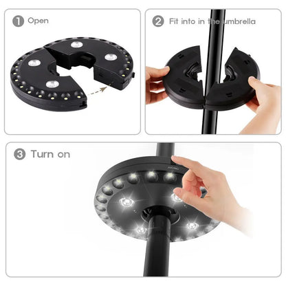 Portable Solar Powered Patio Umbrella Light