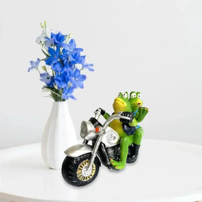 Fun Motorcycle Frog Decor Figurine