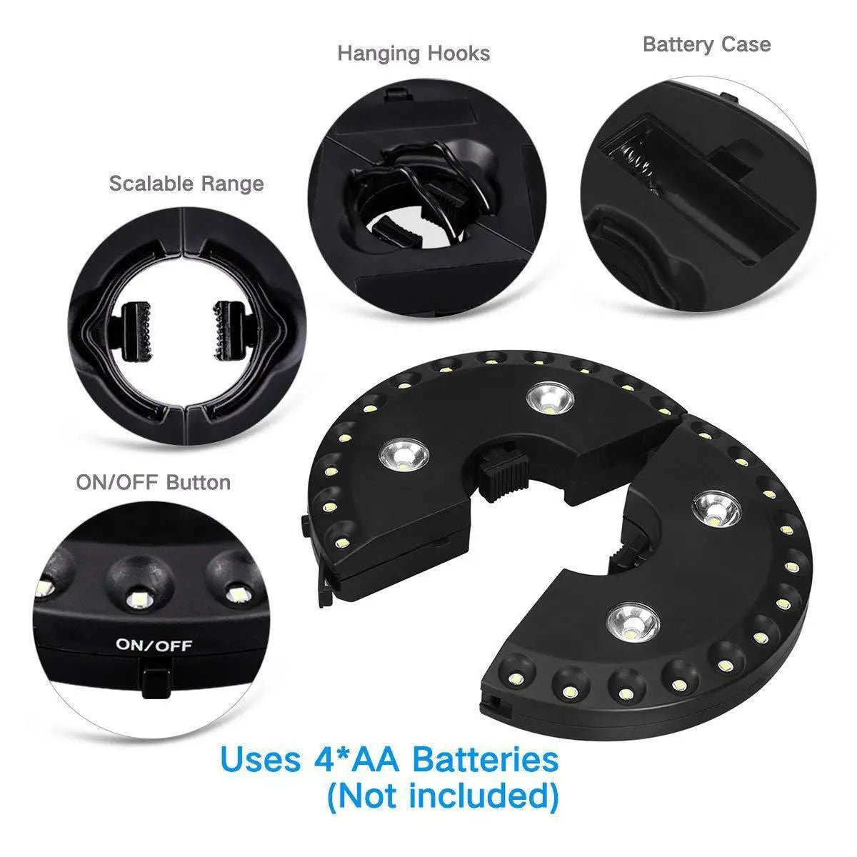 Portable Solar Powered Patio Umbrella Light