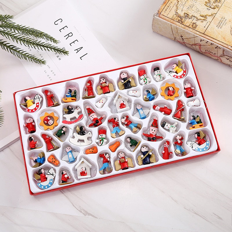 Christmas Wooden Reindeer Decoration Set 48pcs - Fesara