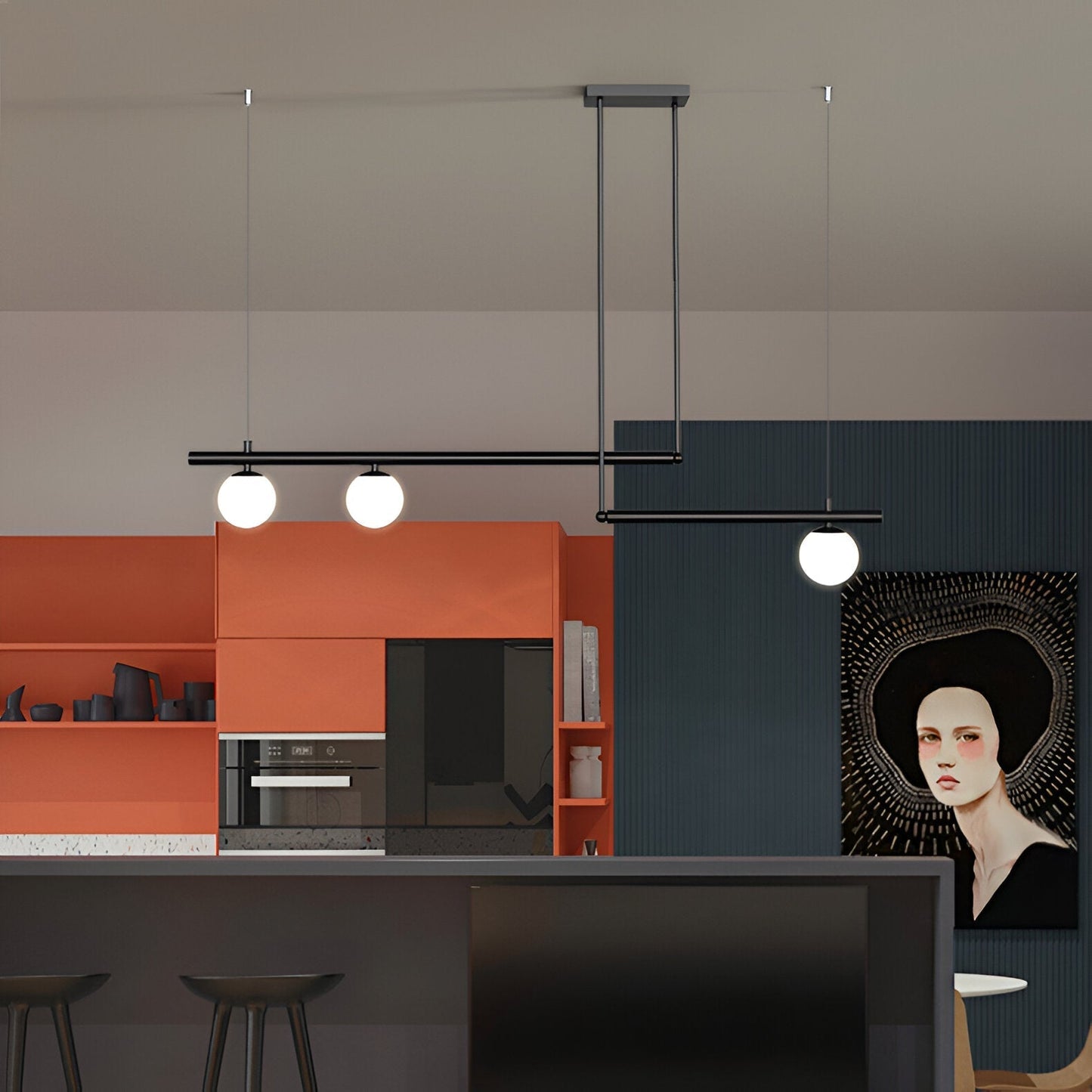 Modern Glass Linear Pendant Light Fixture